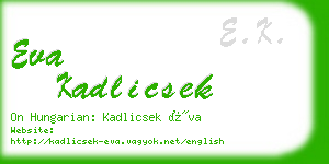 eva kadlicsek business card